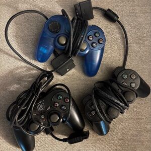 Vintage Controllers for PlayStation 2- Black and Blue